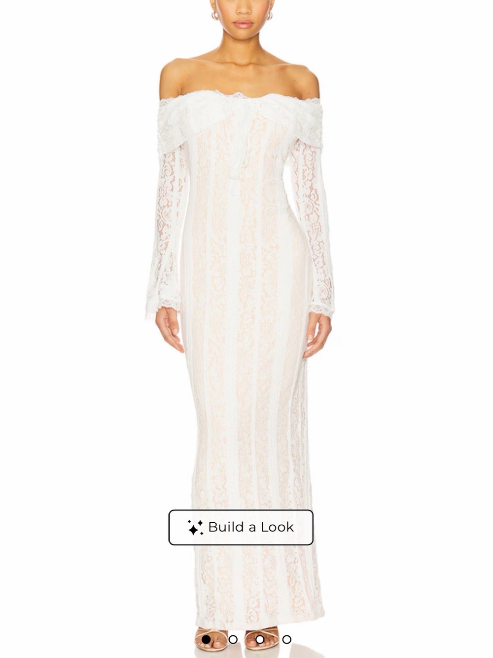 Off-Shoulder White Lace Maxi Dress